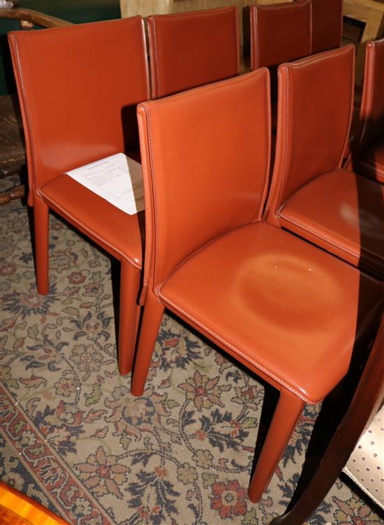 A set of 8 Arper Indian leather dining chairs(-)